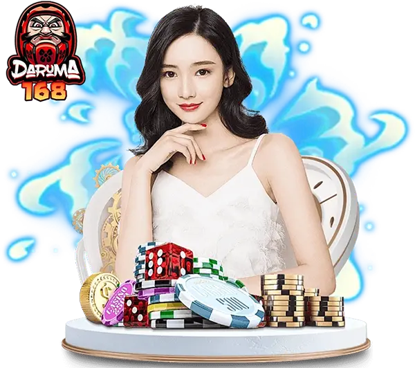DARUMA168 สล็อตออนไลน์และคาสิโนออนไลน์ ภาพผู้หญิงพร้อมชิปและสัญลักษณ์เกม ลุ้นกำไรได้ทุกวัน ฝากถอนออโต้รวดเร็วv